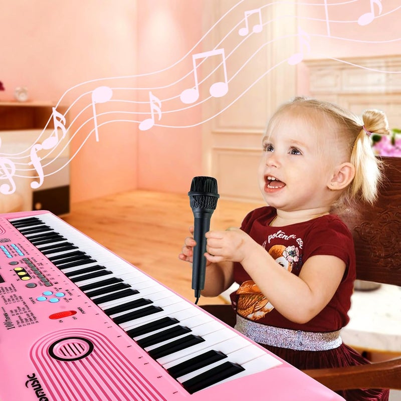 Semart Keyboard Piano 61 Key Electric Digital Piano Music keyboard w/Microphone Portable Piano For Kids Beginner Birthday Christmas Gifts Pink - Image 4